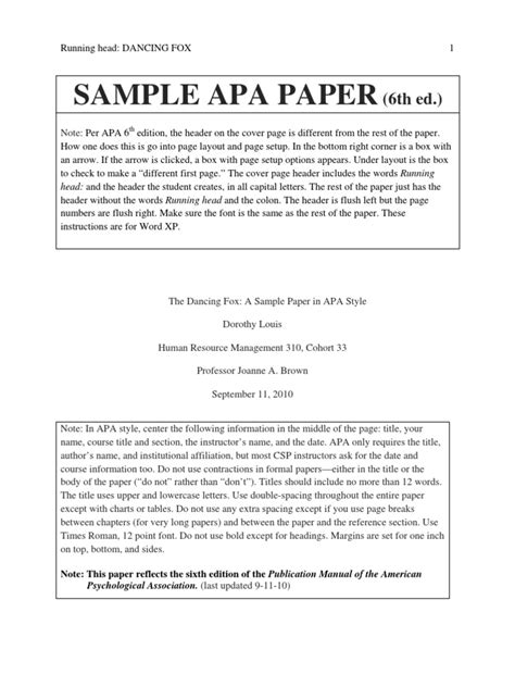 Apa Sample Paper 6th Ed 91110 Citation Hyperlink