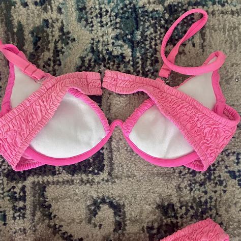 Vintage Hot Pink Shirred Bikini Top Is Push Up BEST Depop