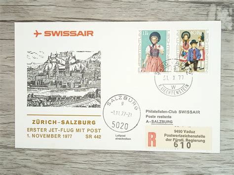 TR20 Enveloppe Timbre Liechtenstein 1977 Theme Aviation Kaufen Auf