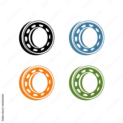 Bearing Logo Set Essential For Mechanical Brands Vector Illustration