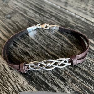 Black Celtic Leather Bracelet Infinity Knot Bracelet Unisex Love Knot