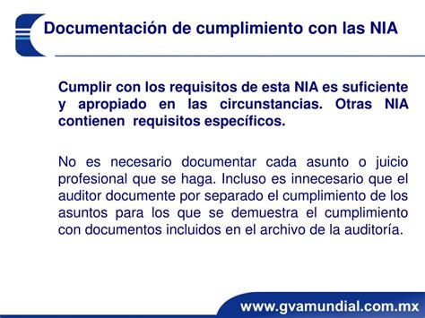 Ppt Norma Internacional De Auditor A Documentaci N De La