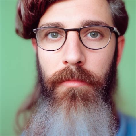 Premium Photo A Man With A Beard And Glasses Is Wearing A Denim Shirt