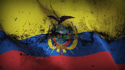 Bandera Sucia Del Grunge De Ecuador Que Agita En El Viento Stock De