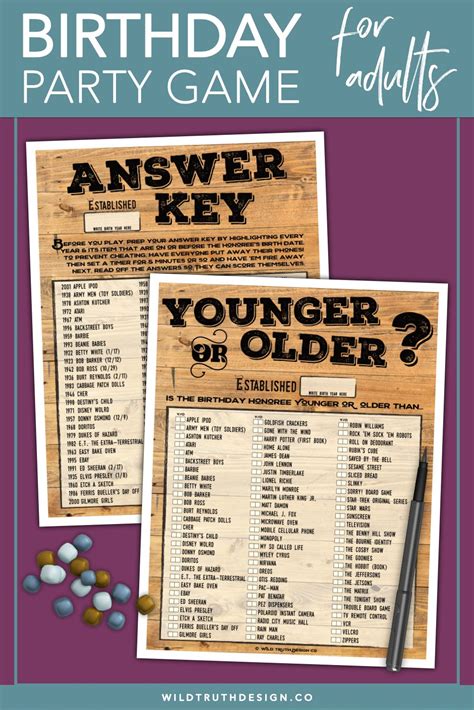 Younger Older - Printable Birthday Party Game For Adults