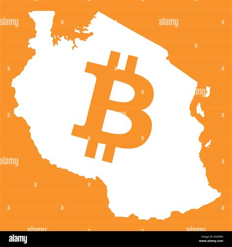 Tanzania map with bitcoin crypto currency symbol illustration Stock ...