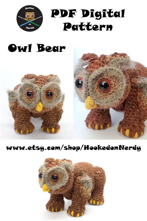 Amigurumi Diy Craft Kit Dungeon And Dragons Owl Bear Crochet Pattern