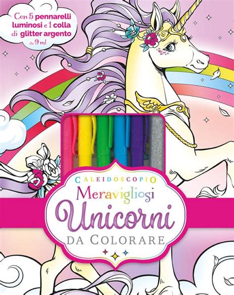 Caleidoscopio Meravigliosi Unicorni Da Colorare Con Colla Di Glitter