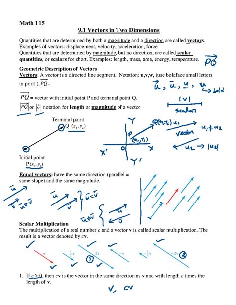 9 1 Vectors In Two Dimensions Pdf Math 115 9 Vectors In Two