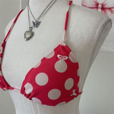 Bikini Top Perfect Y2k Vintage Pink Polka Dot Roxy Depop
