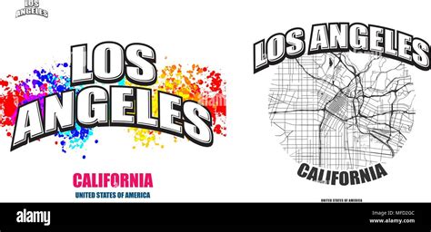 Los Angeles, California, logo design. Two in one vector arts. Big logo ...