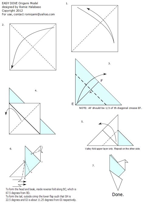 Easy Origami Dove Printable Instructions