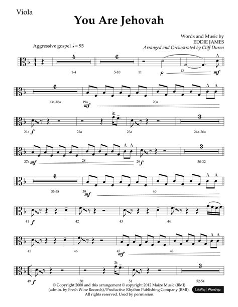 You Are Jehovah Choral Anthem Satb Viola Sheet Music Pdf Lifeway