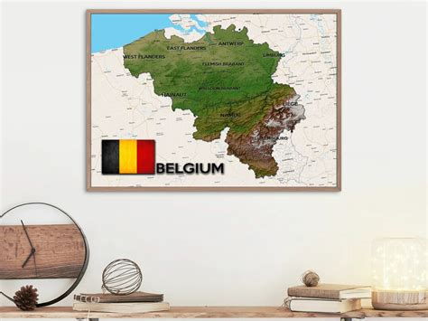 Belgium Relief Map And Street Map Printed D Cor Etsy