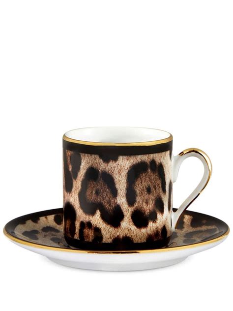 Dolce And Gabbana Leopard Print Porcelain Espresso Set Black Farfetch