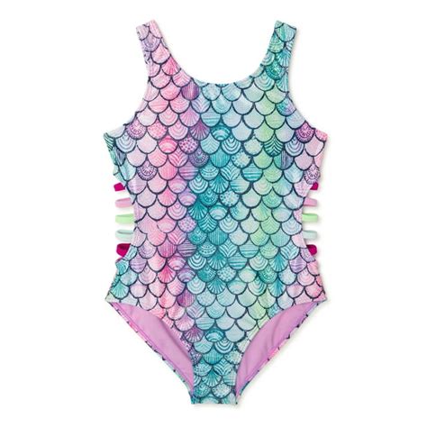 Wonder Nation Girls One Piece Swimsuit With Upf 50 Sun Protection Sizes 4 18 And Plus