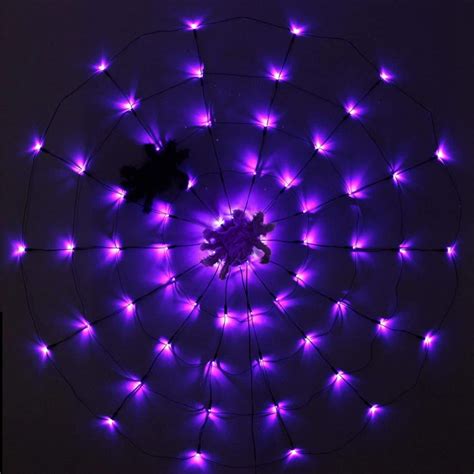 Halloween Led Purple Spider Web Lights With Spider Modes Light Up