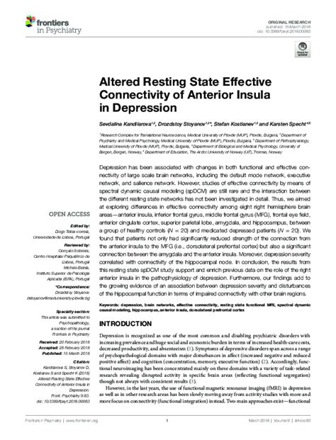 Pdf Altered Resting State Effective Connectivity In Long Standing