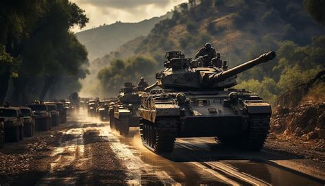 Premium AI Image | israeli army with huge amount of tanks