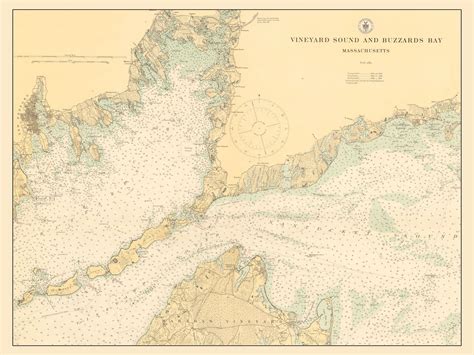 Buzzards Bay And Vineyard Sound Map Nautical Chart Print Etsy Sound