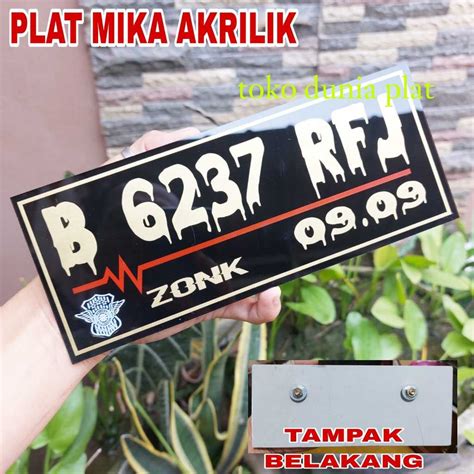 Jual Plat Nomor Motor Baut Tanam Akrilik Acrylic Mika Hitam Font