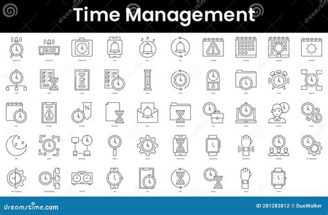 Outline Time Face Biometrics And Thunderstorm Weather Line Icons For