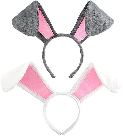 Minkissy 2 Pièces Lapin Oreille Bandeau En Peluche Tissu Oreille De