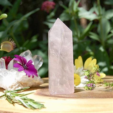 Rose Quartz Crystal Tower Point Pink Healing Love Stone Etsy