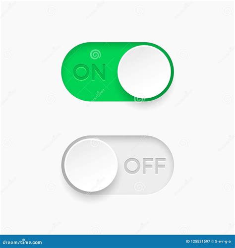 On And Off Toggle Switch Buttons Material Design Switch Buttons Set