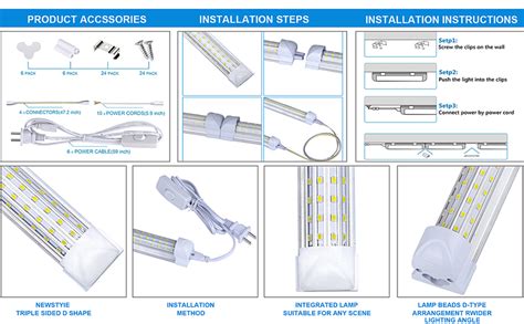 FTUBET 6 Pack 8FT LED Shop Light Super Bright 120W Shop Lights