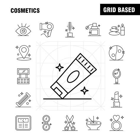 Cosmetics Line Icons Set For Infographics Mobile Uxui Kit And Print