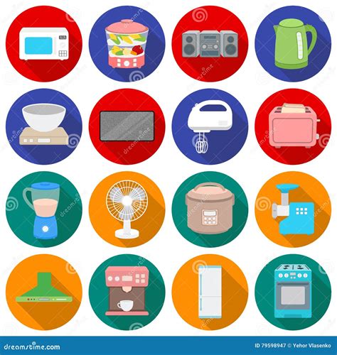 Household Appliances Set Icons In Flat Style Big Collection Household