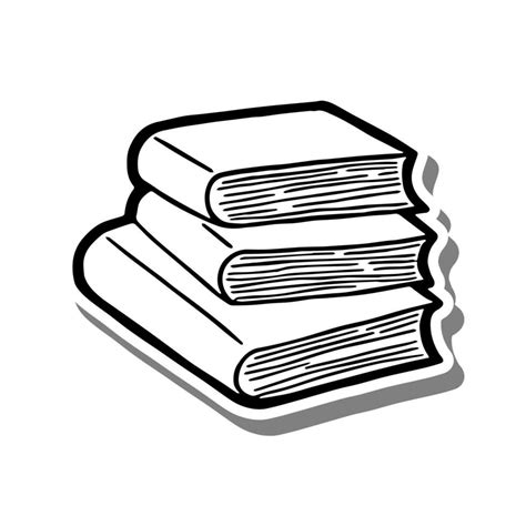 Doodle Cartoon Stacked Books Hand Drawn Black Line Vector