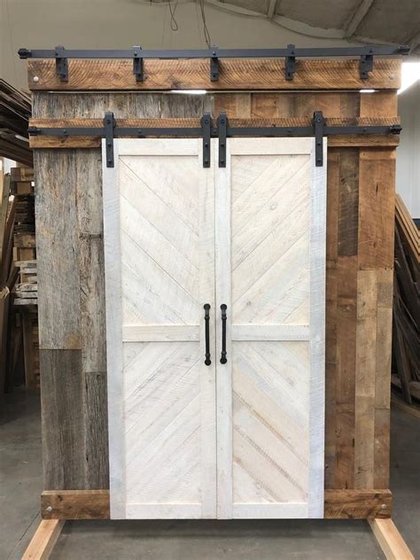 Whitewashed Solid Cypress Sliding Chevron Barn Doors Built To Order Barn Door White Wash