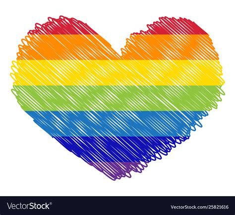 Sketch Rainbow Colored Heart With Paint Royalty Free Vector