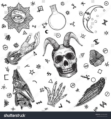 Magic Occult Set Hand Drawn Occultism Stock Vector (Royalty Free) 1697829580 | Shutterstock