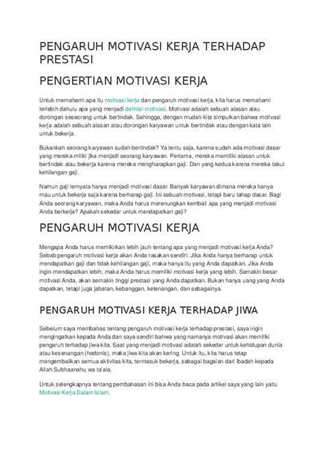 Doc Artikel Motivasi Kerja