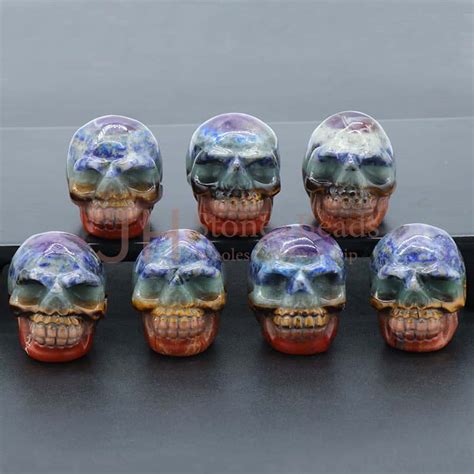 Cm Carved Seven Chakra Natural Stone Skull Jh B B Wholesale Dropship