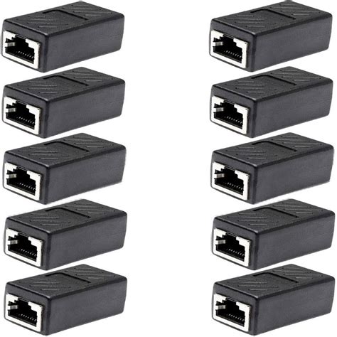 Zonery Pack Of 10 Lan Cable Jointer Rj45 Coupler Plug Ethernet Lan