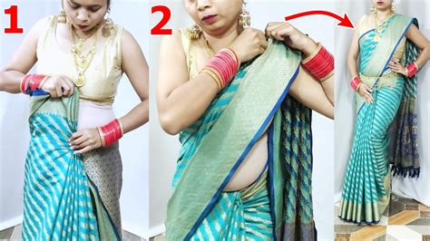 Step By Step Saree Draping With New Trick Perfect Pleats Silk Saree