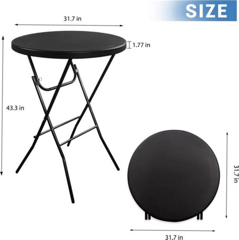 Byliable 32in Cocktail Table High Top Folding Table, Portable Bar ...