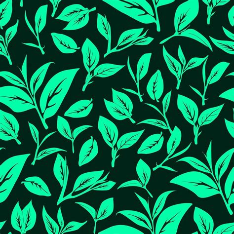 Green Leaves Pattern Background Green Tea Leaf Seamless Pattern Tea