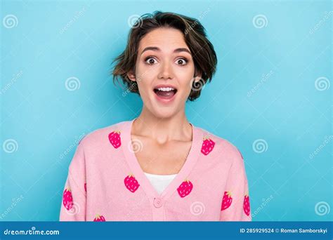 Photo Of Astonished Adorable Girl Open Mouth Wear Trendy Clothes