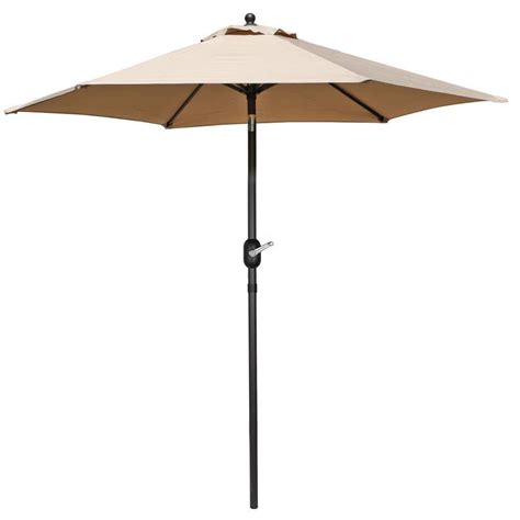 Sunrinx Ft Steel Market Push Button Tilt Patio Umbrella In Khaki