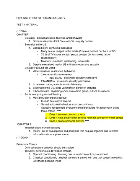 Psyc 3260 Class Notes Psyc 3260 Intro To Human Sexuality Test 1