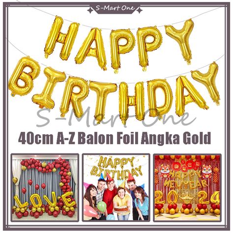 Jual Balon Foil Huruf 40cm Abjad Huruf A Z Balon Foil Huruf Gold