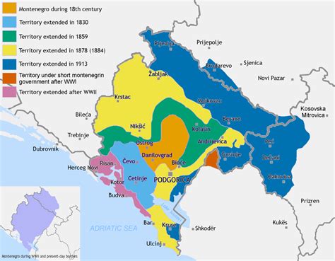 Montenegros Territorial Expansion From Maps On The Web