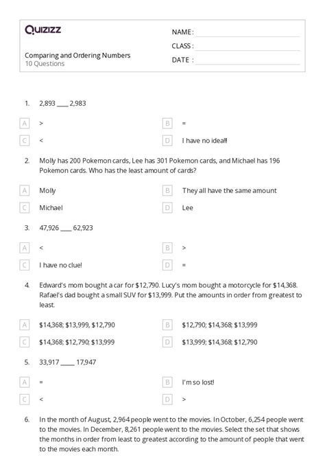 50 Comparing And Ordering Length Worksheets For 3rd Class On Quizizz Free And Printable