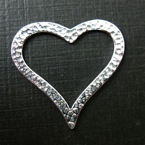 925 Sterling Silver Hammered Heart Charm Large Heart Pendant 27 By 29mm