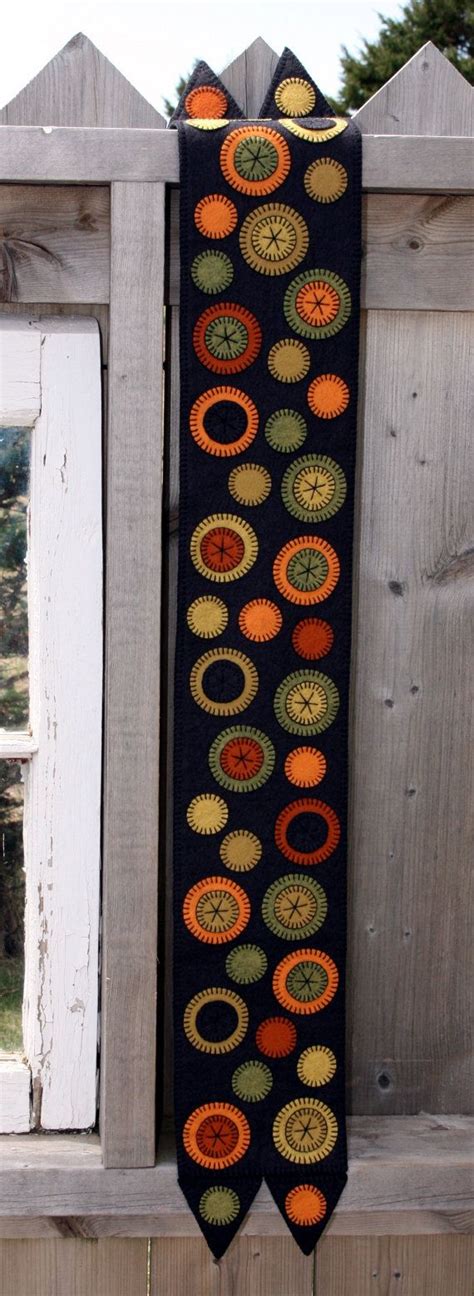 Pumpkin Patch Penny Rug Wool Felt Finished Design Orange